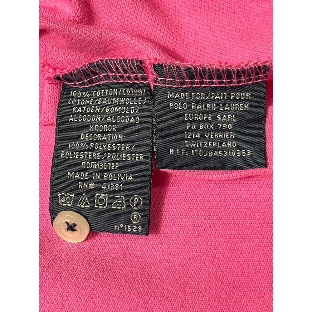 Ralph Lauren Pink Skinny Polo Shirt Women’s Size L Short Sleeve - Picture 8 of 8